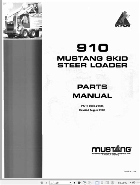 Mustang Skid Steer Loader 910 Parts 